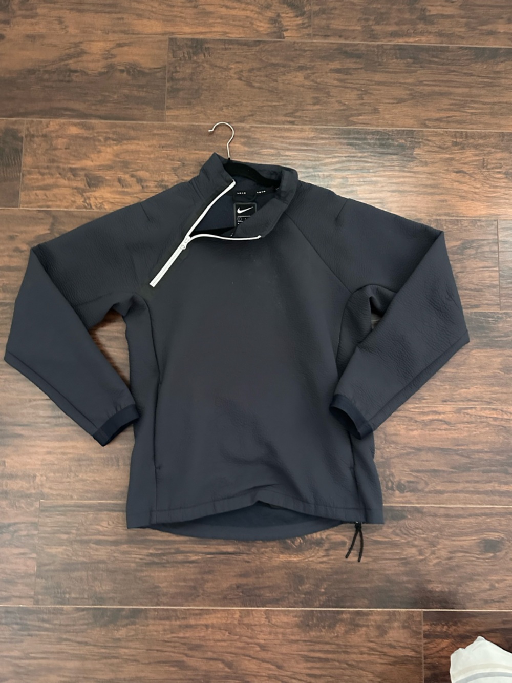 Nike Men's Black Performance Jacket with White Zip Accent